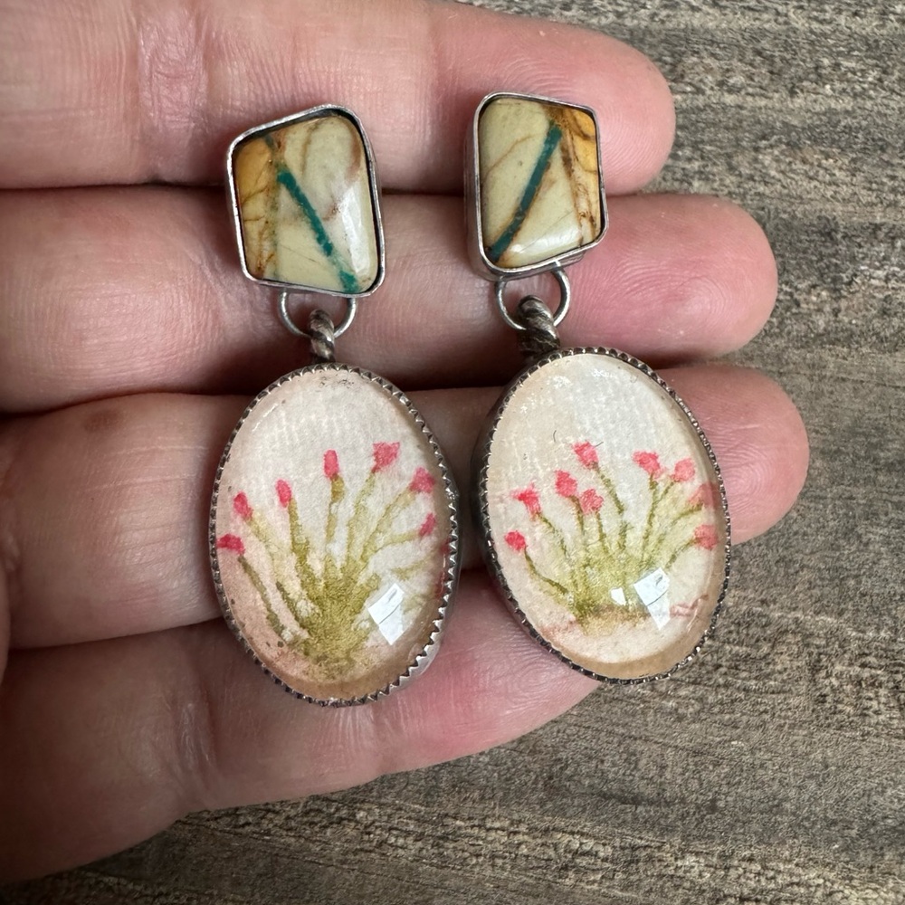 Handcrafted Floral Earrings with Stone Accents